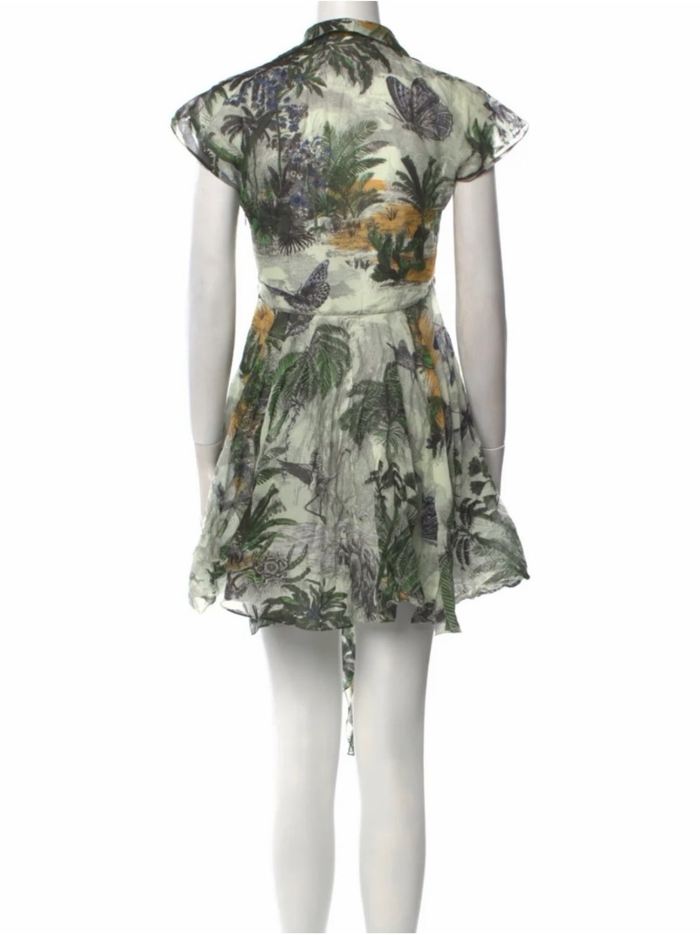 Dior Green and Black Tropical Print Collared Dress - Picture 12 of 12